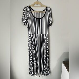 LuLaRoe Navy and White Striped Maxi Dress